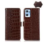 For OPPO Reno7 5G CN Version Crocodile Top Layer Cowhide Leather Phone Case(Brown)