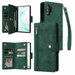 For Samsung Galaxy Note10+ Rivet Buckle 9 Cards Three Fold Leather Phone Case(Green)