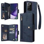 For Samsung Galaxy Note20 Ultra Rivet Buckle 9 Cards Three Fold Leather Phone Case(Blue)