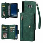 For Samsung Galaxy S8 Rivet Buckle 9 Cards Three Fold Leather Phone Case(Green)
