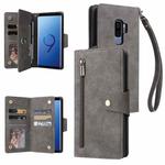 For Samsung Galaxy S9+ Rivet Buckle 9 Cards Three Fold Leather Phone Case(Grey)