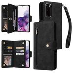 For Samsung Galaxy S20 Rivet Buckle 9 Cards Three Fold Leather Phone Case(Black)