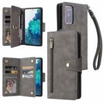 For Samsung Galaxy S20 FE 5G Rivet Buckle 9 Cards Three Fold Leather Phone Case(Grey)
