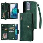 For Samsung Galaxy S20 FE 5G Rivet Buckle 9 Cards Three Fold Leather Phone Case(Green)