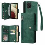 For Samsung Galaxy A12 5G Rivet Buckle 9 Cards Three Fold Leather Phone Case(Green)