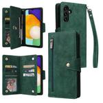 For Samsung Galaxy A13 5G Rivet Buckle 9 Cards Three Fold Leather Phone Case(Green)