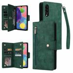 For Samsung Galaxy A70/A70S Rivet Buckle 9 Cards Three Fold Leather Phone Case(Green)