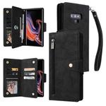 For Samsung Galaxy Note9 Rivet Buckle 9 Cards Three Fold Leather Phone Case(Black)