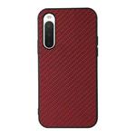 For Sony Xperia 10 IV Carbon Fiber Skin PU + PC + TPU Shockprof Protective Phone Case(Red)