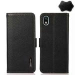 For Sony Xperia Ace III KHAZNEH Side-Magnetic Litchi Genuine Leather RFID Phone Case(Black)