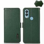 For Kyocera Android One S9 KHAZNEH Side-Magnetic Litchi Genuine Leather RFID Phone Case(Green)