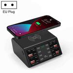 838w 9 in 1 100W 4 PD 3.0 USB-C / Type-C + 4 QC 3.0 USB Ports Smart Digital Display Wireless Charger, EU Plug(Black)