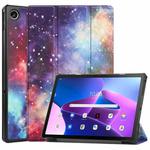 For Lenovo Tab M10 Plus 10.6 3rd Gen 2022 Custer Painted 3-Fold Holder Leather Tablet Case(Milky Way Nebula)