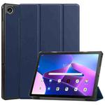 For Lenovo Tab M10 Plus 10.6 3rd Gen 2022 Custer Texture 3-Fold Holder Smart Leather Tablet Case(Dark Blue)