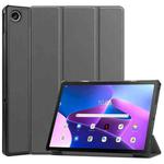 For Lenovo Tab M10 Plus 10.6 3rd Gen 2022 Custer Texture 3-Fold Holder Smart Leather Tablet Case(Grey)
