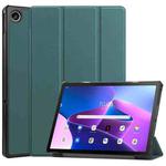 For Lenovo Tab M10 Plus 10.6 3rd Gen 2022 Custer Texture 3-Fold Holder Smart Leather Tablet Case(Dark Green)