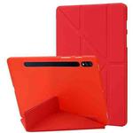 For Samsung Galaxy Tab S8 / S7 Deformation Silicone Leather Tablet Case(Red)