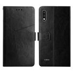 For LG K22 Y Stitching Horizontal Flip Leather Phone Case(Black)