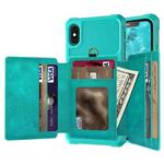 10-Card Wallet Bag PU Back Phone Case For iPhone X / XS(Green)