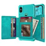 10-Card Wallet Bag PU Back Phone Case For iPhone XS Max(Green)