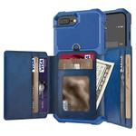 For iPhone SE 2022 / SE 2020 / 8 / 7 / 6 10-Card Wallet Bag PU Back Phone Case(Blue)