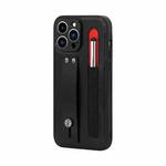 Sliding Invisible Holder Phone Case with Touch Screen Pen For iPhone 12 Pro(Black)
