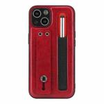 Sliding Invisible Holder Phone Case with Touch Screen Pen For iPhone 13(Red)