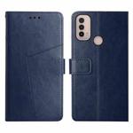 For Motorola Moto E40 Y Stitching Horizontal Flip Leather Phone Case(Blue)