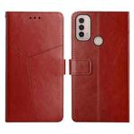 For Motorola Moto E40 Y Stitching Horizontal Flip Leather Phone Case(Brown)