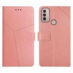 For Motorola Moto E40 Y Stitching Horizontal Flip Leather Phone Case(Rose Gold)