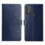For Motorola Moto G Power 2022 Y Stitching Horizontal Flip Leather Phone Case(Blue)