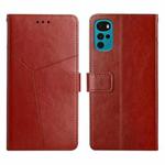 For Motorola Moto G22 Y Stitching Horizontal Flip Leather Phone Case(Brown)