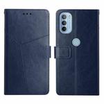 For Motorola Moto G31 / G41 Y Stitching Horizontal Flip Leather Phone Case(Blue)