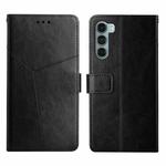 For Motorola Moto G200 5G Y Stitching Horizontal Flip Leather Phone Case(Black)