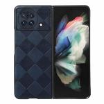 For vivo X Fold Precise Hole Weave Plaid PU Phone Case(Blue)