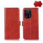 For OPPO Find X5 5G Crazy Horse Top Layer Cowhide Leather Phone Case(Red)