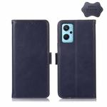 For OPPO Realme 9i/A36 4G/A76 4G/A96 4G Crazy Horse Top Layer Cowhide Leather Phone Case(Blue)