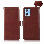 For OPPO Reno7 5G CN Version Crazy Horse Top Layer Cowhide Leather Phone Case(Brown)