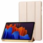 For Samsung Galaxy Tab S8+ / S7+ 3-Fold Holder Silicone Leather Tablet Case(Gold)
