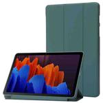 For Samsung Galaxy Tab S8+ / S7+ 3-Fold Holder Silicone Leather Tablet Case(Dark Green)