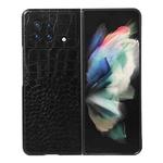 For vivo X Fold Precise Hole Crocodile Top Layer Cowhide Leather Phone Case(Black)