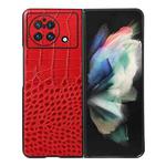 For vivo X Fold Precise Hole Crocodile Top Layer Cowhide Leather Phone Case(Red)