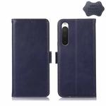 For Sony Xperia 10 IV Crazy Horse Top Layer Cowhide Leather Phone Case(Blue)