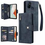 For OnePlus Nord N100 Rivet Buckle 9 Cards Three Fold Leather Phone Case(Blue)