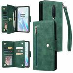 For OnePlus 8 Rivet Buckle 9 Cards Three Fold Leather Phone Case(Green)