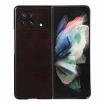 For vivo X Fold Precise Hole Genuine Leather Double Color Crazy Horse Phone Case(Coffee)