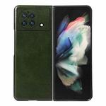 For vivo X Fold Precise Hole Genuine Leather Double Color Crazy Horse Phone Case(Green)