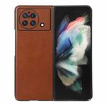 For vivo X Fold Precise Hole Genuine Leather Double Color Crazy Horse Phone Case(Brown)