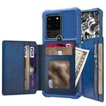 For Samsung Galaxy S20 10-Card Wallet Bag PU Back Phone Case(Blue)