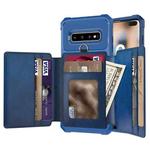 For Samsung Galaxy S10+ 10-Card Wallet Bag PU Back Phone Case(Blue)